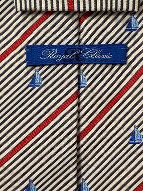 Tom James Royal Classic Silk Tie Vintage Nautical Sailboat Red Striped 3.5"